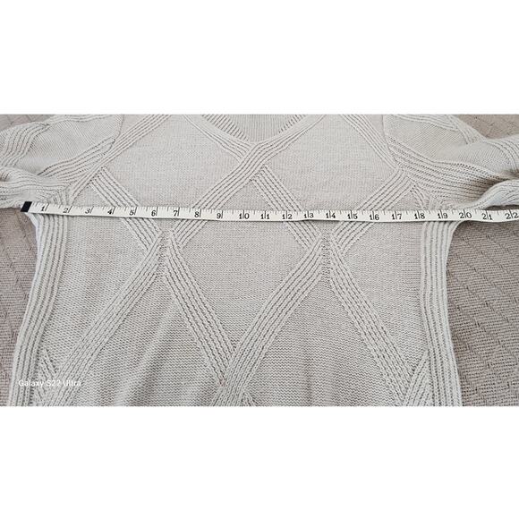 CJ Banks VTG Y2k Beige Textured Diamond Pattern V Neck Long Sleeve Pullover W Sm - Picture 4 of 9